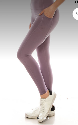 Bottoms- Lavender Color Yoga Leggings w/ Cell Phone Pockets