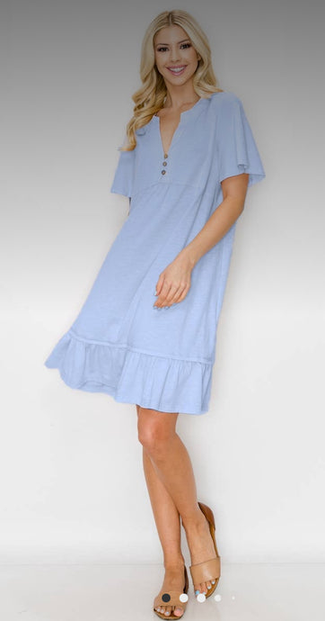 Dresses- Light Blue Baby Doll Short Sleeve Dress