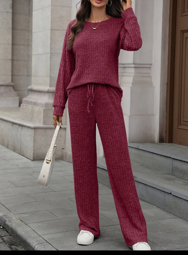 Sets- Cranberry Ribbed Flare