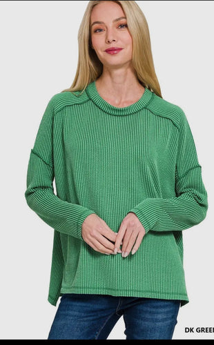 Tops - Kelly Green Ribbed Knit