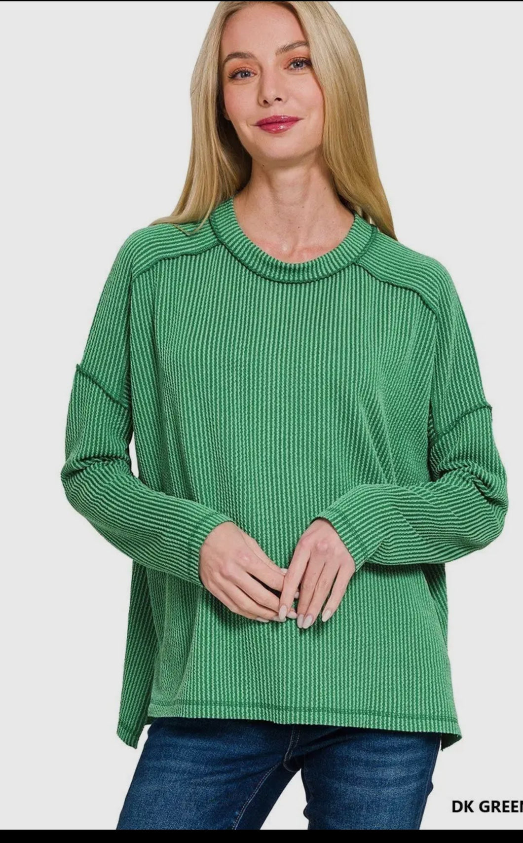 Tops - Kelly Green Ribbed Knit