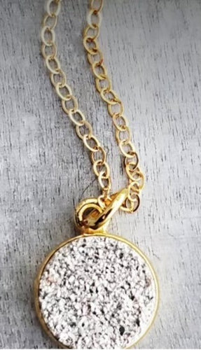 Accessories- Gold Round Druzy Necklace