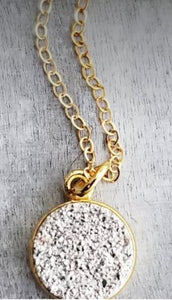 Accessories- Gold Round Druzy Necklace