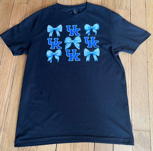 Tops - UK Black Tee With Blue Bows