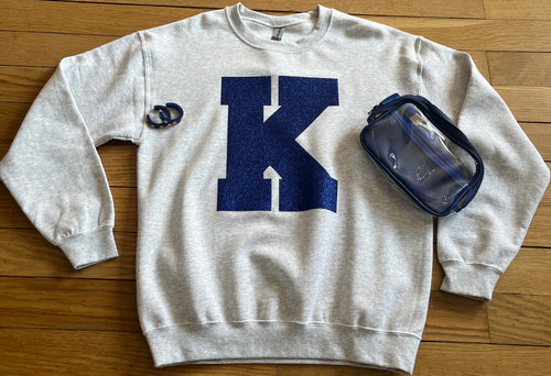 Tops - Blue Glitter K Sweatshirt
