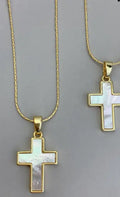 Accessories - Gold Mother of Pearl Cross Necklace