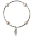 Accessories - Sterling Silver 8mm Pearl Bracelet with Angel Wing Charm