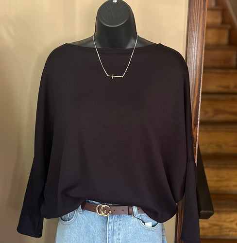 Tops- Black Scuba with Dolman Sleeve