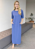 Dresses - Powder Blue Scuba Modal Maxi