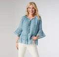 Tops - Coco & Carmen Blue Light & Breezy Flutter Sleeve Blouse