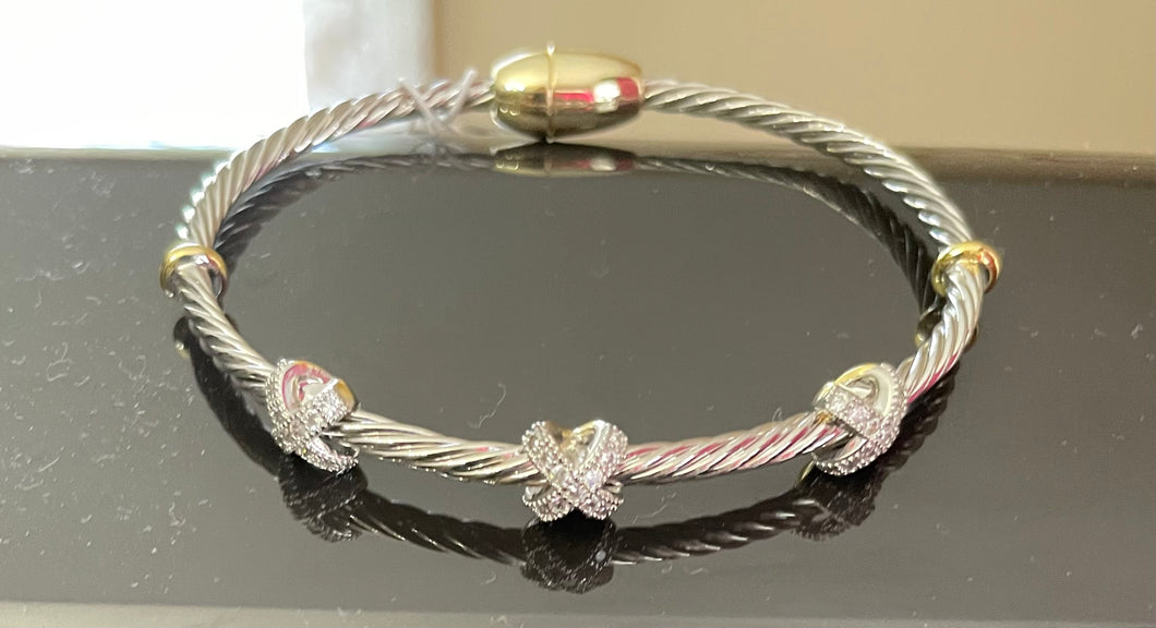 Accessories- Luxury Two Tone Cross Bracelet