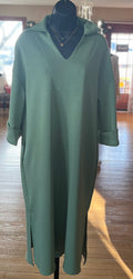 Dresses - Mint Green Scuba Modal V-Neck Midi
