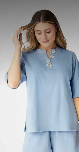 Tops - Brushed Ribbed Short Sleeve Henley