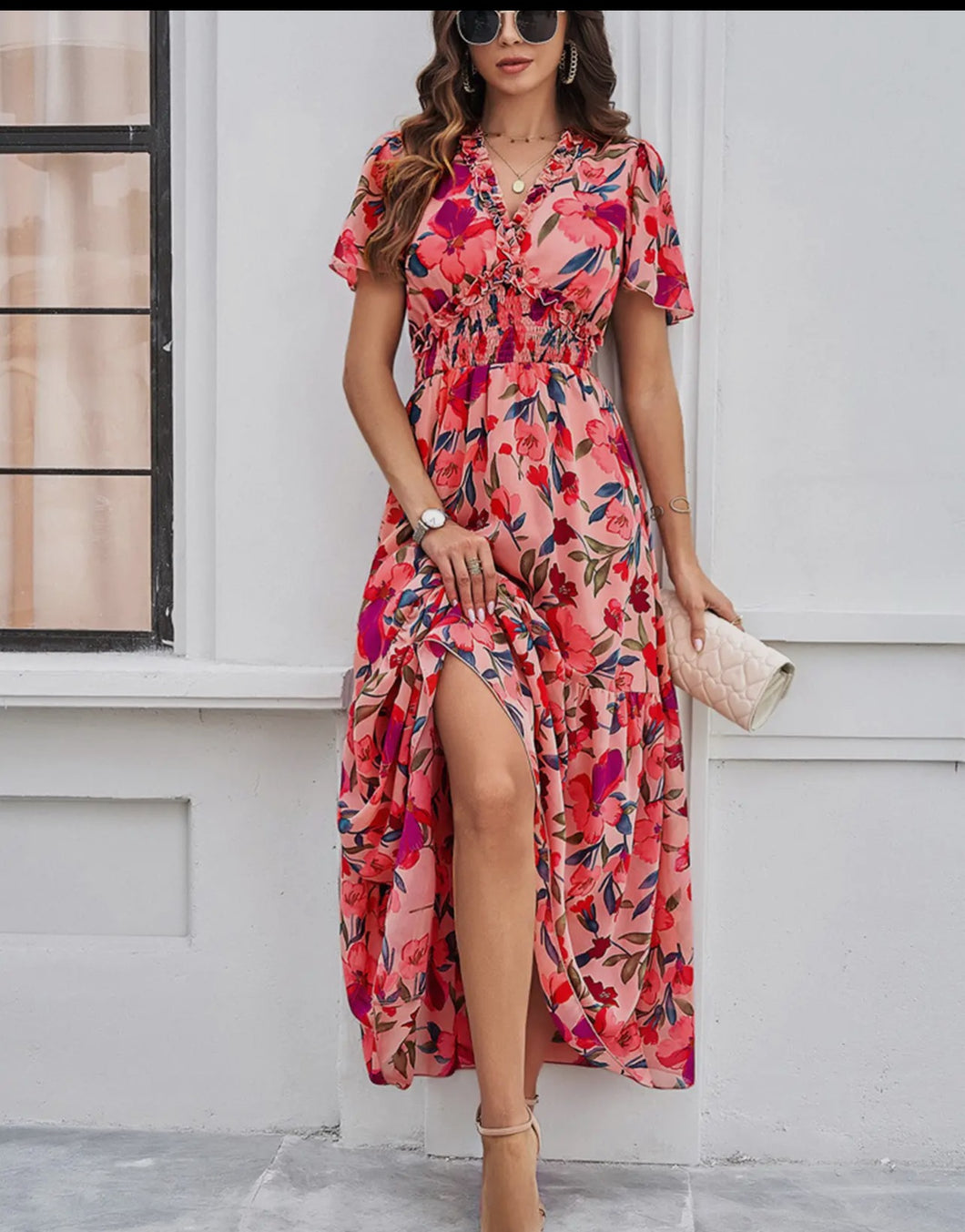 Dresses - Multi-Colored Floral Maxi Dress