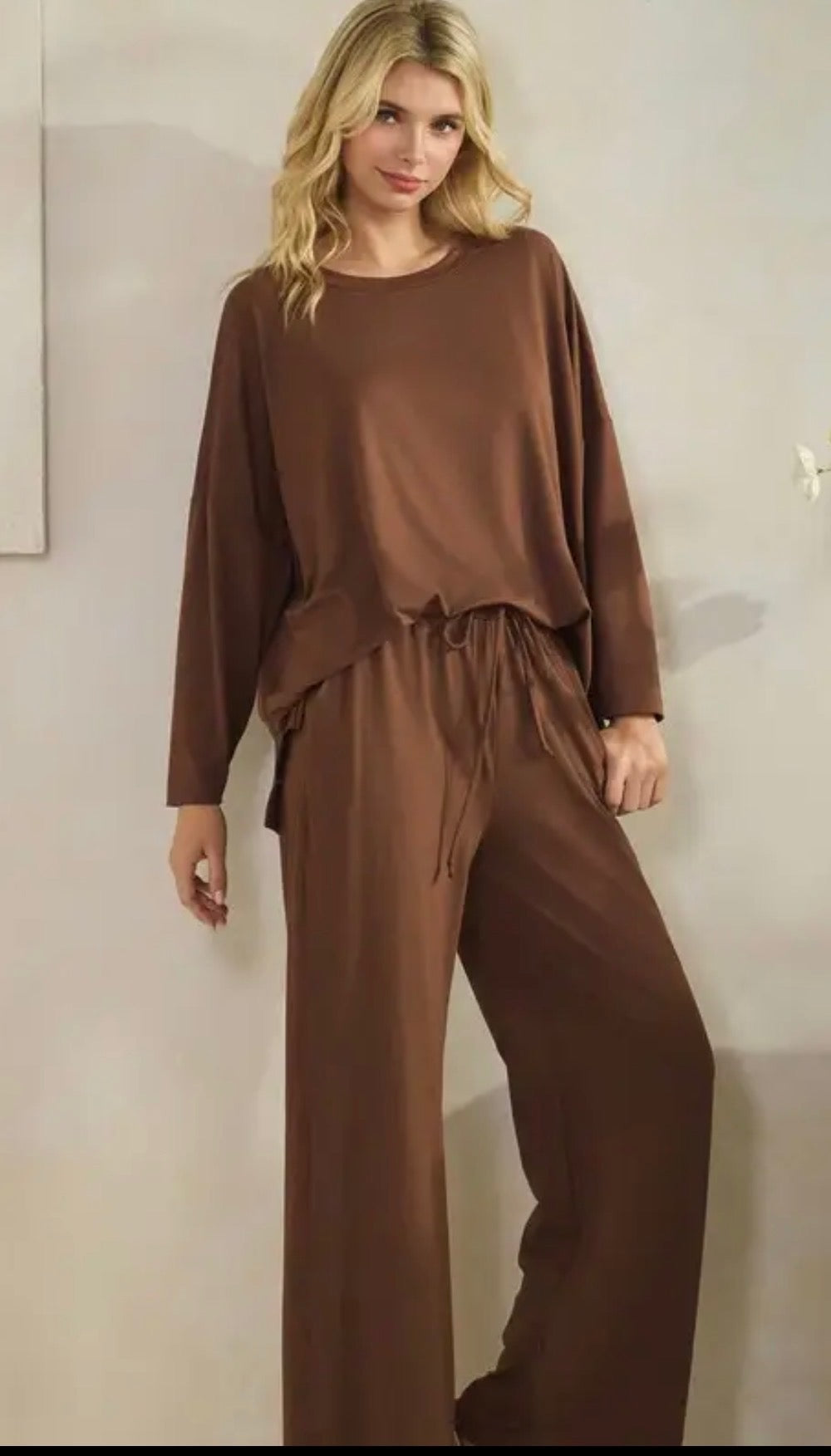 Sets - Chocolate Brown Long Sleeve Top & Pants