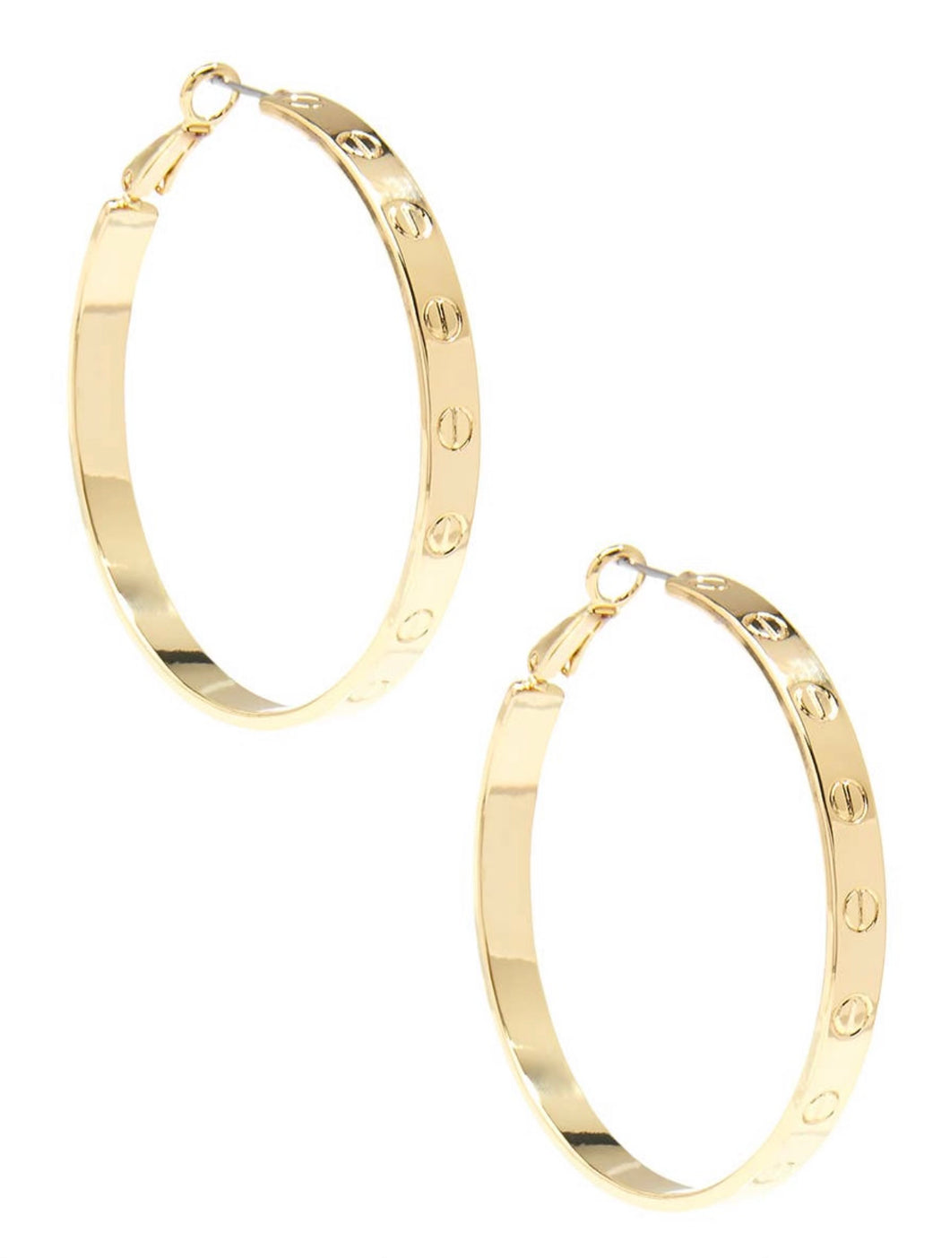 Accessories-Gold Bolted Hoop Earrings